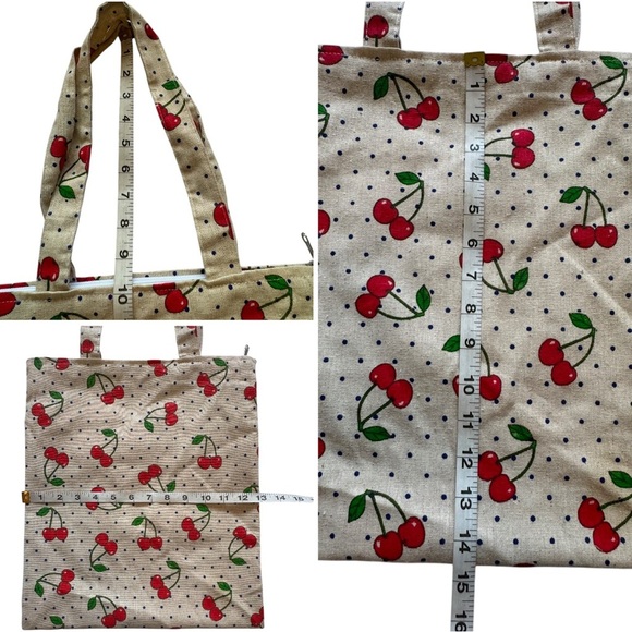 Unbranded Cherry Lips Tote handbag Faux Croc Card Holder 3 Piece Bundle - GUC - Picture 3 of 7